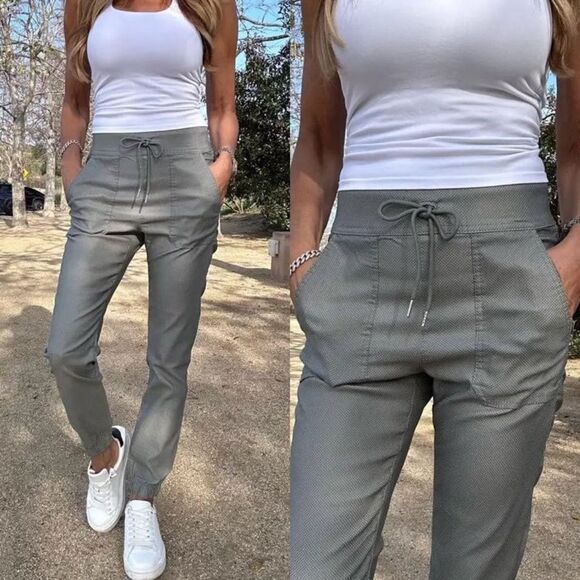 Bevy Flog Tali Sage Green Herringbone Jogger Pants Size 30 - Picture 1 of 11